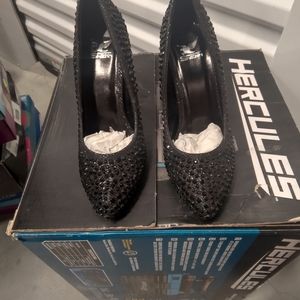 Women's Black Studded High Heel Pumps